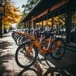 bicycle parking lot with colorful bicycles