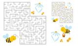 Fototapeta Dinusie - Labyrinth - Puzzle For Kids Helps Little Bee Reach Flower