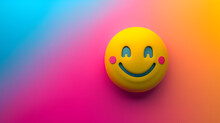 Smile Face Happy Laugh Emoji Emoticon With Colorful Vibrant Background, Happiness Concept
