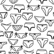 Seamless decorative pattern with women's panties in doodle style. Print for textile, wallpaper, covers, surface. Retro stylization.