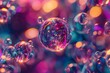 Abstract macro shot of vibrant soap bubbles, their colors and reflections creating a captivating and whimsical pattern.