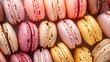 Background of assorted colorful macarons. Sweets and pastry