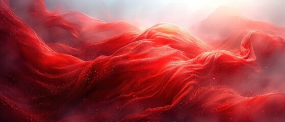Wall Mural - a painting of a red and white background with a sky in the back ground and a bright light coming fro