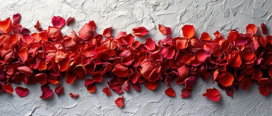 Poster -  a bunch of red flowers that are on the side of a wall with peeling paint on the wall and peeling paint on the wall and peeling paint on the wall.