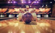 Dynamic bowling shot: vivid shot of the ball hitting the pins with energy and movement