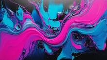 Electric Neon Teal Violet And Fuchsia Acrylic Pouring