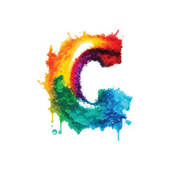 Wall Mural - Realistic C letter with color splash on white background, rainbow splash, abstract watercolor splashes