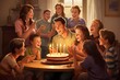 © LOVE ALLAH LOVE - A happy family gathered around a birthday cake, singing and clapping with joy for a memorable celebration.