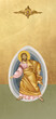 Traditional orthodox icon of Jesus. Easter Christian antique illustration on golden background in Byzantine style