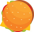 Top view burger icon cartoon vector. Beef party. Ground juicy