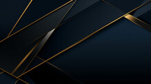 3D Panoramic Blue Gold Metal Background. Modern Geometric Shape Gradient Metal Digital Technology Wallpaper. Luxury Pattern Website Banner. High-quality Ultra-realistic Matt Finish. Generative AI