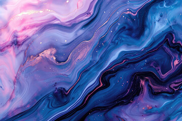  Blue and purple marble abstract background texture. Indigo ocean blue marbling style swirls of marble.