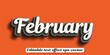 © DESIGNSERVICE - February white color Editable 3d Text effect eps vactor