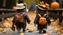 Cute Scarecrow In Autumn: Colorful And Playful Halloween Decoration In A Fall Setting