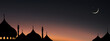 © Anchalee - Islamic Background,Night Sky with Mosques Dome and Crescent Moon on dark purple twilight sky,Vector symbol islamic religion Eid al-Adha,Eid al-fitr,Mubarak, Islamic new year Muharram,Ramadan Kareem
