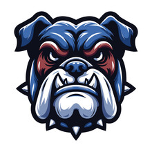 Brave Animal Bulldog Head Face Mascot Design Vector Illustration, Logo Template Isolated On White Background