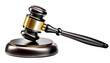 Realistic wooden judge gavel isolated on transparent background.