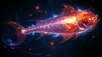 Wall Mural - Futuristic Energy Flow: Abstract Design with Blue, Black, and Glowing Elements