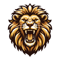 Wall Mural - Lion Head Roaring Logo mascot vector illustration, emblem design isolated on white background