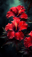 Colorful Beauty Plant Water Hibiscus Red Tropical Frangipani Flowers Spa Stones Beautiful Pink Water Lily Flower Made Rose Water Splashed White Light Emanating Floating Macro Photography Generative Ai