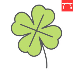 Wall Mural - Clover line color icon, St. Patrick's Day and holiday, four leaf vector icon, vector graphics, editable stroke outline sign, eps 10.