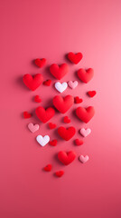 Wall Mural - Red hearts on red background. Valentine's Day card