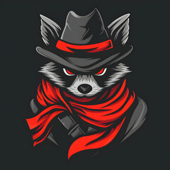 Poster - Minimalistic Bandit Racoon Logo Illustration