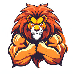 Wall Mural - Logo Illustration of a muscular Lion