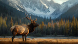 Fototapeta  - bull elk in the mountains