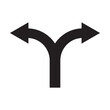 Road direction arrow symbol, icon, vector. Divide Road sign, icon vector. Vector illustration. Y shape road arrow vector for road sign, app, banner, poster