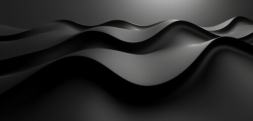 Sticker - Smooth black waves in a sleek abstract design.