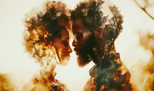 Double Exposure Communicating Passionate Love Between Two People