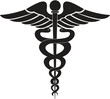 Medical sign, Medical symbol, Medical Snake Caduceus Logo, Caduceus sign, caduceus - medical symbol, Snake medical icon Black