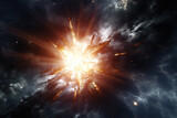Fototapeta  - Dramatic Cosmic Explosion with Radiating Energy