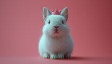 Queen Guinea Pig. Isolated On Pink Background. Valentine's Day Concept