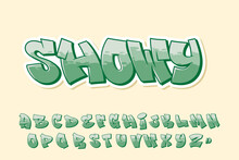 Alphabet Street Green Graffiti Font Type Cartoon Vector