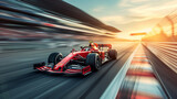 Fototapeta Miasto - Formula 1 bolid on racing track, F1 grand prix race