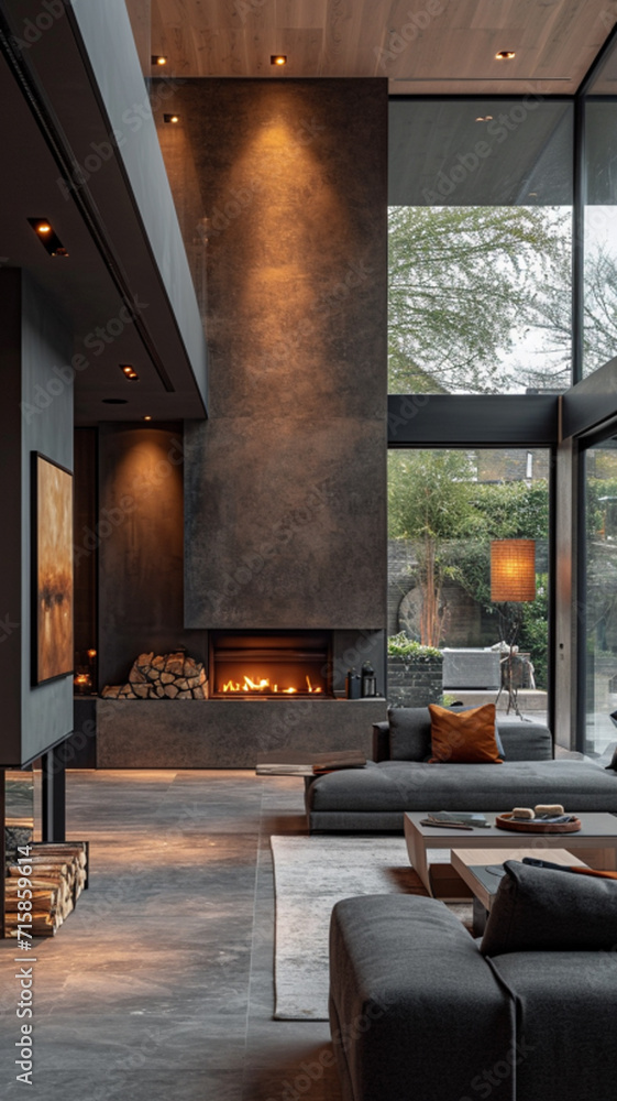 Modern interior design of a living room in an apartment, house, office ...