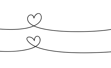 Naklejka na meble Heart shape. Continuous linear art doodle drawing vector illustration. Love one line symbol.