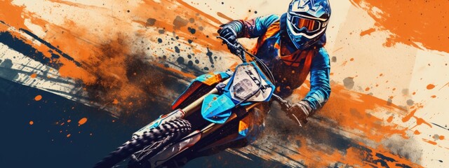 Vibrant royal blue and orange grunge textures for poster and web banner design, perfect for extreme, sportswear, racing, cycling, football, motocross