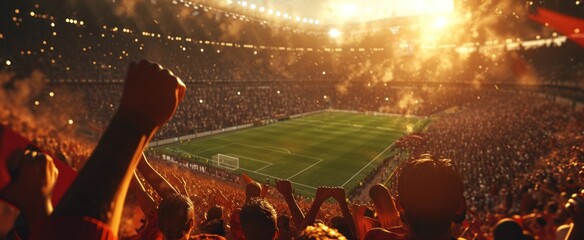 a soccer fans holding fists at a stadium