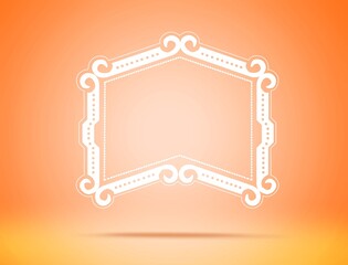 Wall Mural - White frame in orange color studio background.