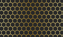 Pattern With Black Honeycomb On A Golden Background