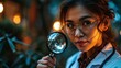 © ckybe - An Asian doctor uses a medical magnifying glass to examine a senior patient's skin during a clinic visit.