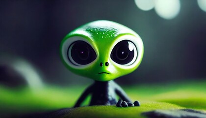 Poster - green cheerful alien 