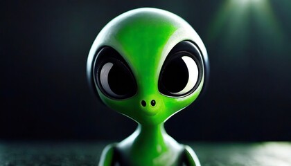 Poster - green cheerful alien 