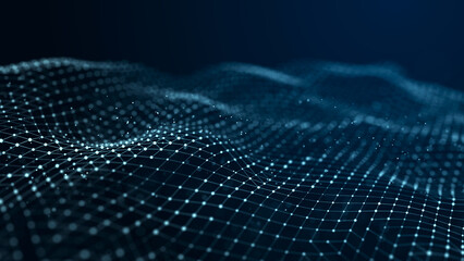 Fototapete - Artificial intelligence in a network connection. Structural transmission of information. 3D rendering.