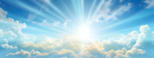 Wall Mural - Sunshine and blue sky background. Sun and cloud. happy day	