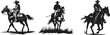 Set of cowboy ride a horse silhouette