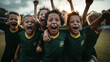 children's football team rejoices in victory..